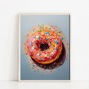 Donut-Stillleben-Malerei Pink Moderne Pop-Art Farb Poster