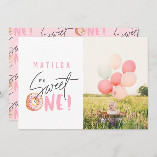 Donut Sweet 1. Geburtstagsfeier Party Einladung (Vorne/Hinten)