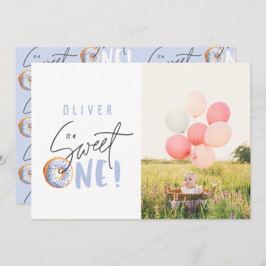 Donut Sweet 1. Geburtstagsfeier Party Einladung (Vorne/Hinten)