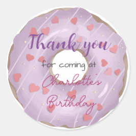 Donut Sweet Birthday Vielen Dank Runder Aufkleber
