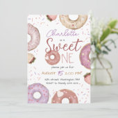 Donut Sweet Ein Geburtstag Einladung (Stehend Vorderseite)