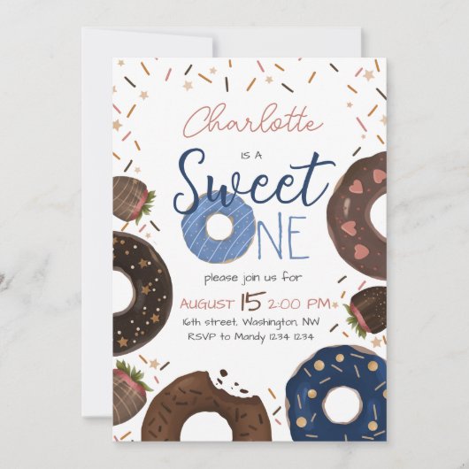 Donut Sweet Ein Geburtstag Einladung (Vorderseite)
