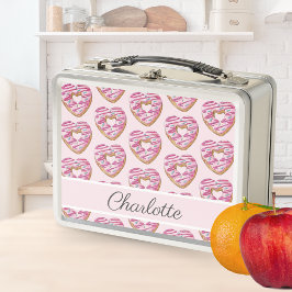 Donut Sweet Girl Muster Personalisiert Name Metall Brotdose