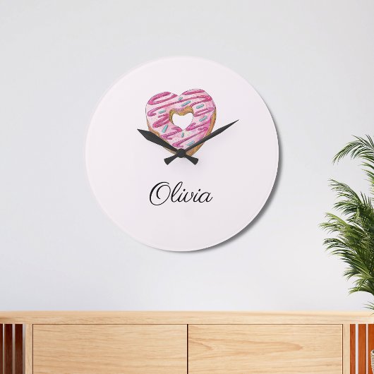 Donut Sweet Girl Sprinkles Große Wanduhr