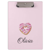 Donut Sweet Girl Sprinkles Personalisierter Name Klemmbrett (Vorderseite)