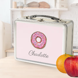 Donut Sweet Girl Sprinkles Personalisierter Name Metall Brotdose