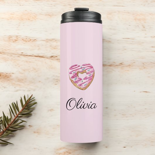 Donut Sweet Girl Sprinkles Personalisierter Name Thermosbecher