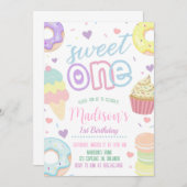 Donut Sweet One 1. Geburtstag Einladung (Vorne/Hinten)