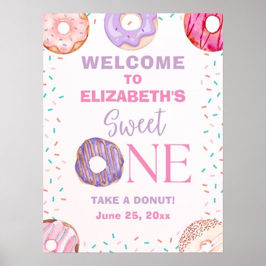 Donut Sweet One Birthday Girl Party Poster (Vorne)