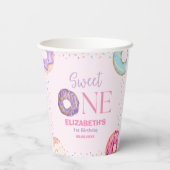 Donut Sweet One Birthday Party Donut Birthday Pappbecher (Rückseite)