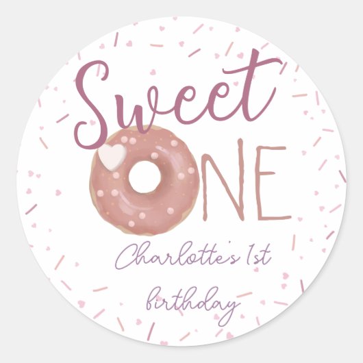 Donut Sweet One Birthday Sticker (Vorderseite)