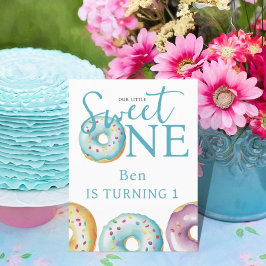 Donut Sweet One Blue 1. Geburtstags-Party Einladun Postkarte