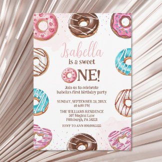 Donut Sweet One Girl Sprinkles 1. Geburtstag Einladung