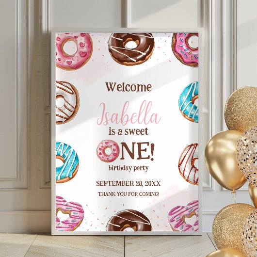 Donut Sweet One Girl Sprinkles Poster Begrüßungsze