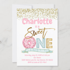 Donut Sweet One Gold Sprinkles 1. Geburtstag Party Einladung