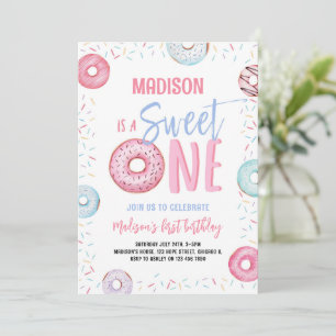 Donut Sweet One Pastel Pink Girl Erster Geburtstag Einladung