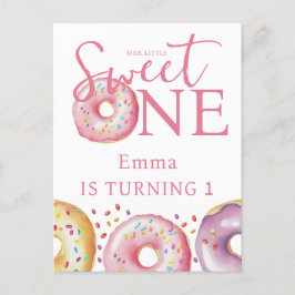 Donut Sweet One Pink 1. Geburtstag Party Postkarte