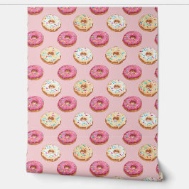 Donut Tapete | Lustiges Lebensmittel Muster Wandve