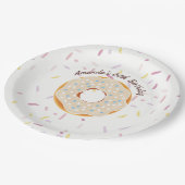 Donut themed Geburtstagsparty personalisiert Pappteller (Schrägansicht)