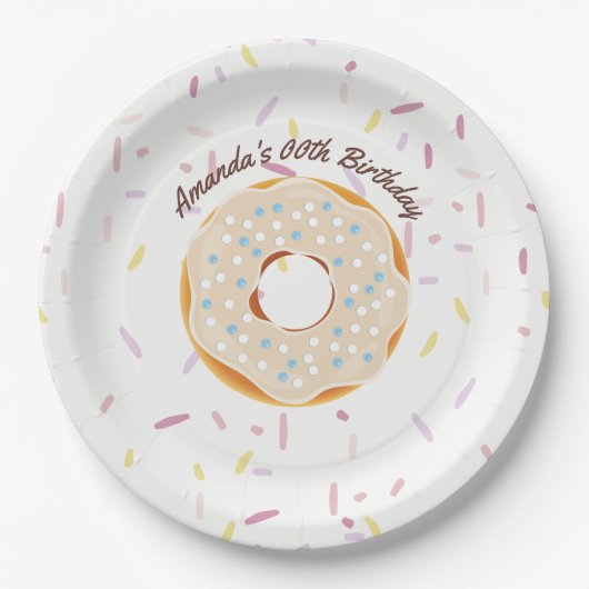 Donut themed Geburtstagsparty personalisiert Pappteller (Vorderseite)