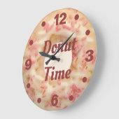 Donut Time Mattiert mit rosa Sprinkles Spaß Küche Große Wanduhr (Winkel)