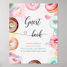 Donut Time Watercolor Babydusche Gästebuch