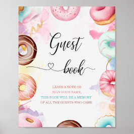 Donut Time Watercolor Babydusche Gästebuch