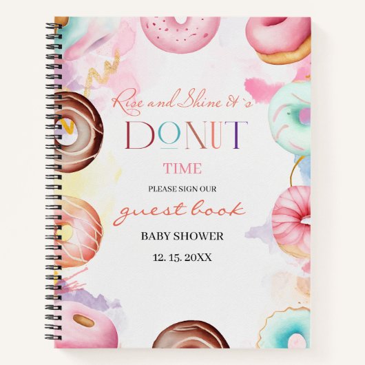 Donut Time Watercolor Gästebuch Babydusche Notizblock (Vorderseite)
