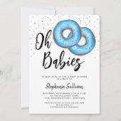 Donut Twin Boys Babydusche Einladung (Vorderseite)