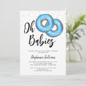 Donut Twin Boys Babydusche Einladung (Stehend Vorderseite)