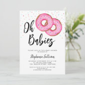 Donut Twin Girls Baby Shower Einladung (Stehend Vorderseite)