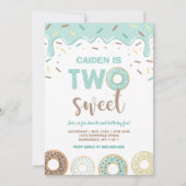 Donut Two Sweet Birthday Einladung Donut Party Blu (Vorderseite)