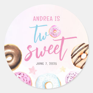 Donut Two Sweet Girl Runder Aufkleber