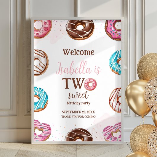 Donut Two Sweet Girl Sprinkles Poster Begrüßungsze
