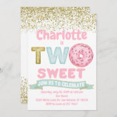 Donut Two Sweet Gold Sprinkles 2. Geburtstag Einladung (Vorne/Hinten)
