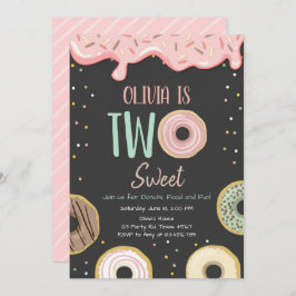 Donut Two Sweet Pink Doughnut Girl Birthday Party Einladung