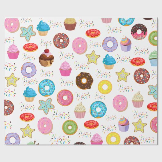 Donut und Cupcakes Geschenkpapier (Flach)