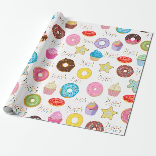 Donut und Cupcakes Geschenkpapier (Ungerollt)