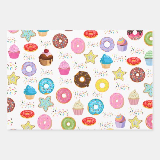Donut und Cupcakes Geschenkpapier Set (Vorderseite 2)