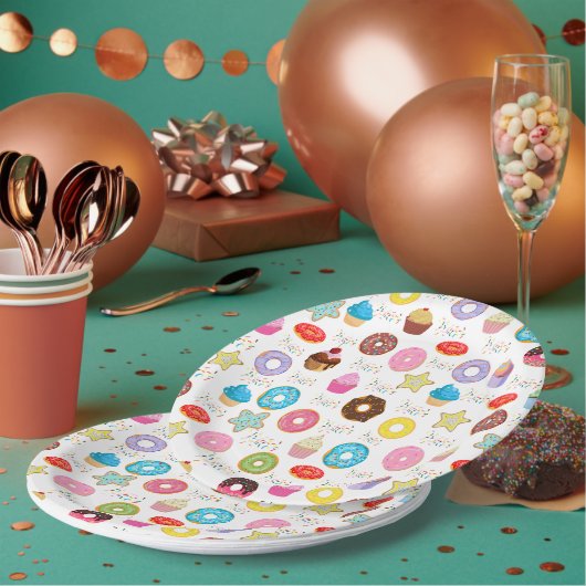 Donut und Cupcakes Pappteller (Multi)