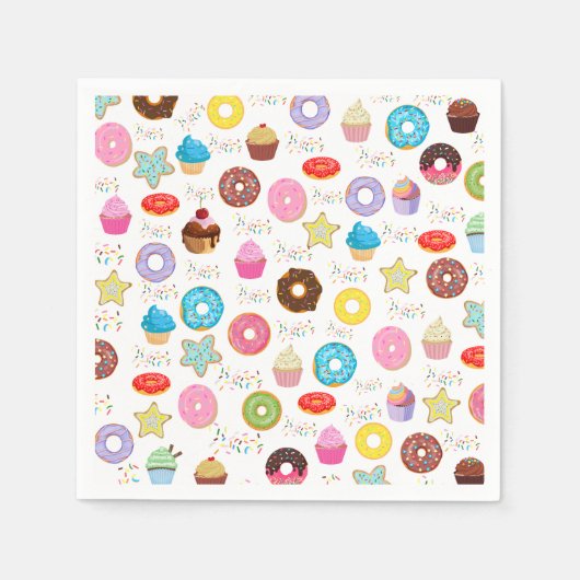 Donut und Cupcakes Serviette (Vorderseite)