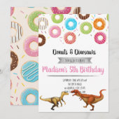 Donut und Dinosaurier-Party Einladung (Vorne/Hinten)