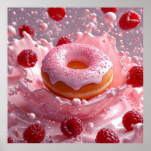 Donut und frische Himbeeren
