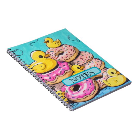 Donut und Rubber Ducks Illustrierte Spirale Notebo Notizblock (Rechte Seite)