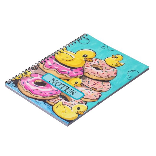 Donut und Rubber Ducks Illustrierte Spirale Notebo Notizblock (Linke Seite)