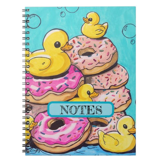 Donut und Rubber Ducks Illustrierte Spirale Notebo Notizblock (Vorderseite)