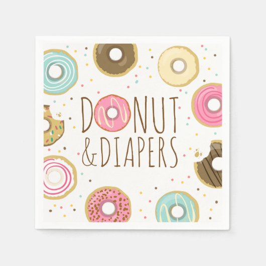 Donut und Windeln Papier Napkin Baby Sprinkle Serviette (Vorderseite)