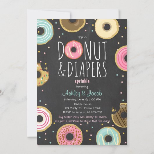 Donut und Windeln Sprinkle Einladung Coed Dusche (Vorderseite)