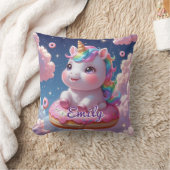 Donut Unicorn Pillow - Bearbeitbarer Name Kissen (Decke)