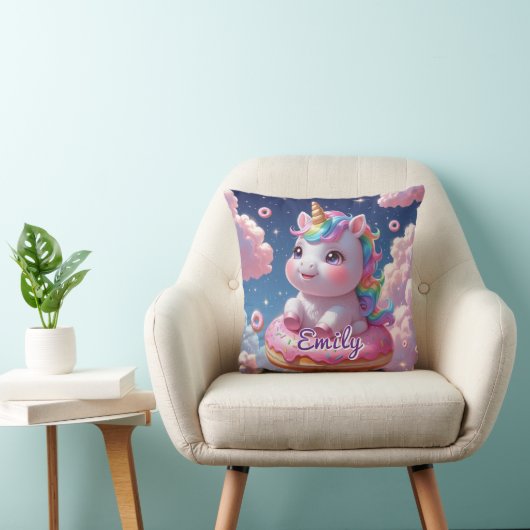 Donut Unicorn Pillow - Bearbeitbarer Name Kissen (Stuhl )